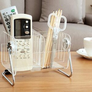 Focux Clear Acrylic Remote Control Holder Organizer Magic Telephone and Stationary Holder Holds up to 6 Remotes,360 Degree Rotatable (Clear)