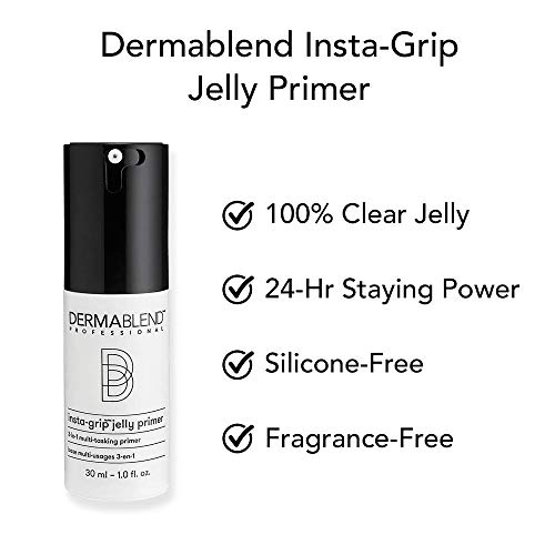 Dermablend Insta-Grip Jelly Primer Face Makeup, Silicone-Free Face Primer for Dry Skin, Pore Minimizing with 24HR Wear, 1.0 Fl oz