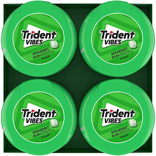 Trident Vibes Spearmint Rush Sugar Free Gum, 4 Bottles of 40 Pieces (160 Total Pieces)