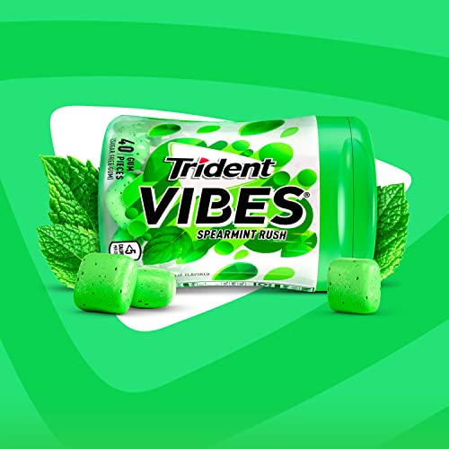 Trident Vibes Spearmint Rush Sugar Free Gum, 4 Bottles of 40 Pieces (160 Total Pieces)