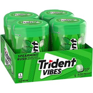 Trident Vibes Spearmint Rush Sugar Free Gum, 4 Bottles of 40 Pieces (160 Total Pieces)