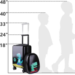 iPlay, iLearn Dinosaur Kids Luggage, Boys Carry on Suitcase, Hard Shell Travel Luggage Set W/Backpack, Trolley Luggage W/ 4 Spinner Wheel for Children Toddlers