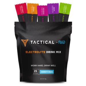 Fluid Tactical - Electrolyte Powder Packets, Accelerate Re-Hydration, Low Sugar, Electrolyte Drink Mix, Prevent Dehydration, Eliminate Cramps (Variety Pack)