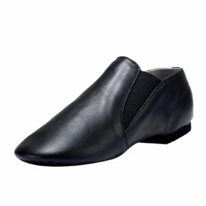 dynadans unisex leather upper slip-on jazz shoe with elastics for women and men's dance shoes black 8.5m