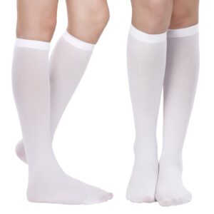 SATINIOR Women's Knee High Halloween Cosplay Stockings Socks Boots, White, Small