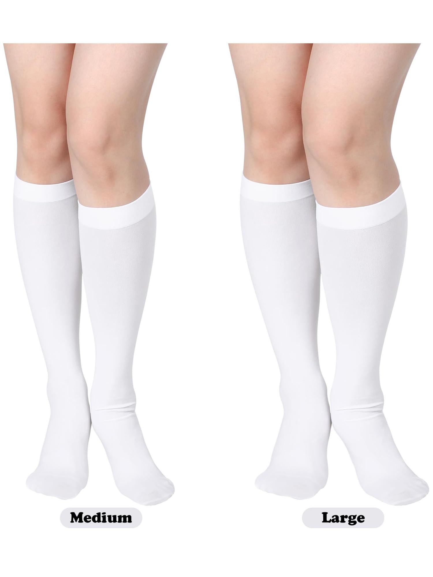 SATINIOR Women's Knee High Halloween Cosplay Stockings Socks Boots, White, Small