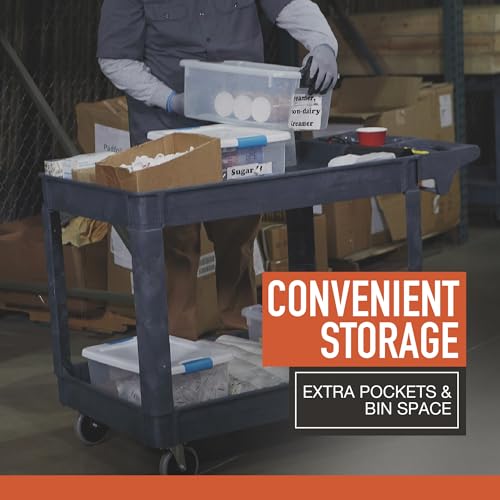 Ironton 500-Lb. Capacity 2 Tray Utility Cart, Maintenance-Free Structural Foam Construction Cargo Pushcart, Scratch Resistant, Easy to Clean Service Cart, 46 3/5in.W x 25 2/5in.D x 32 7/10in.H