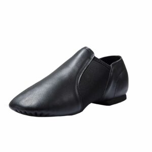 dynadans leather upper slip-on jazz dance shoe for women men's dance shoes black 8.5m