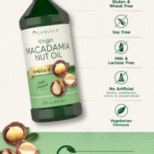 Carlyle Macadamia Nut Oil | 3 x 16 oz Bottles | Premium Cold Pressed | Food Grade | Vegetarian, Non-GMO, Gluten Free | Virgin Oil | Safe for Cooking, Great for Hair and Skin