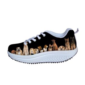 for u designs ladies comfort rocker shoes fun pet dog printing womens mesh sports tennis wedges platform black fitness walking shoes us 8