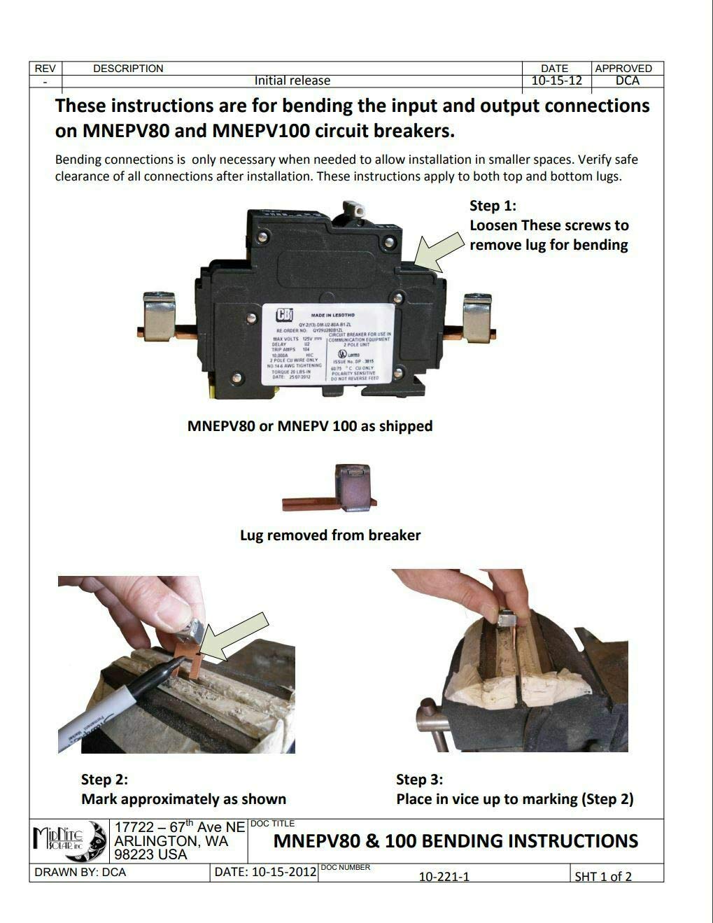 MidNite Solar MNEPV80 DIN Circuit Breaker 80A 150VDC