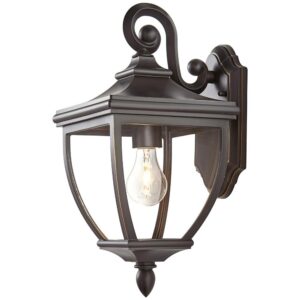 home decorators collection 23462 1-light oil-rubbed bronze outdoor 8" wall mount lantern with clear glass