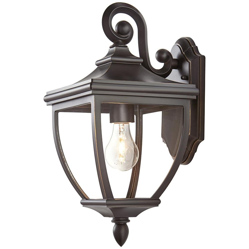 Home Decorators Collection 23462 1-Light Oil-Rubbed Bronze Outdoor 8" Wall Mount Lantern with Clear Glass