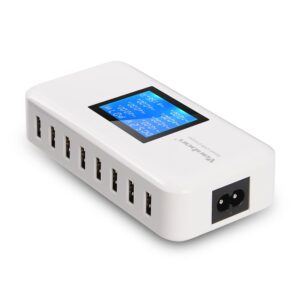 vanbon 60w 8-port usb wall charger, multi port usb charger charging station w/lcd compatible with smart phone, tablet and multiple devices
