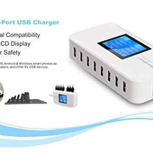 Vanbon 60W 8-Port USB Wall Charger, Multi Port USB Charger Charging Station W/LCD Compatible with Smart Phone, Tablet and Multiple Devices