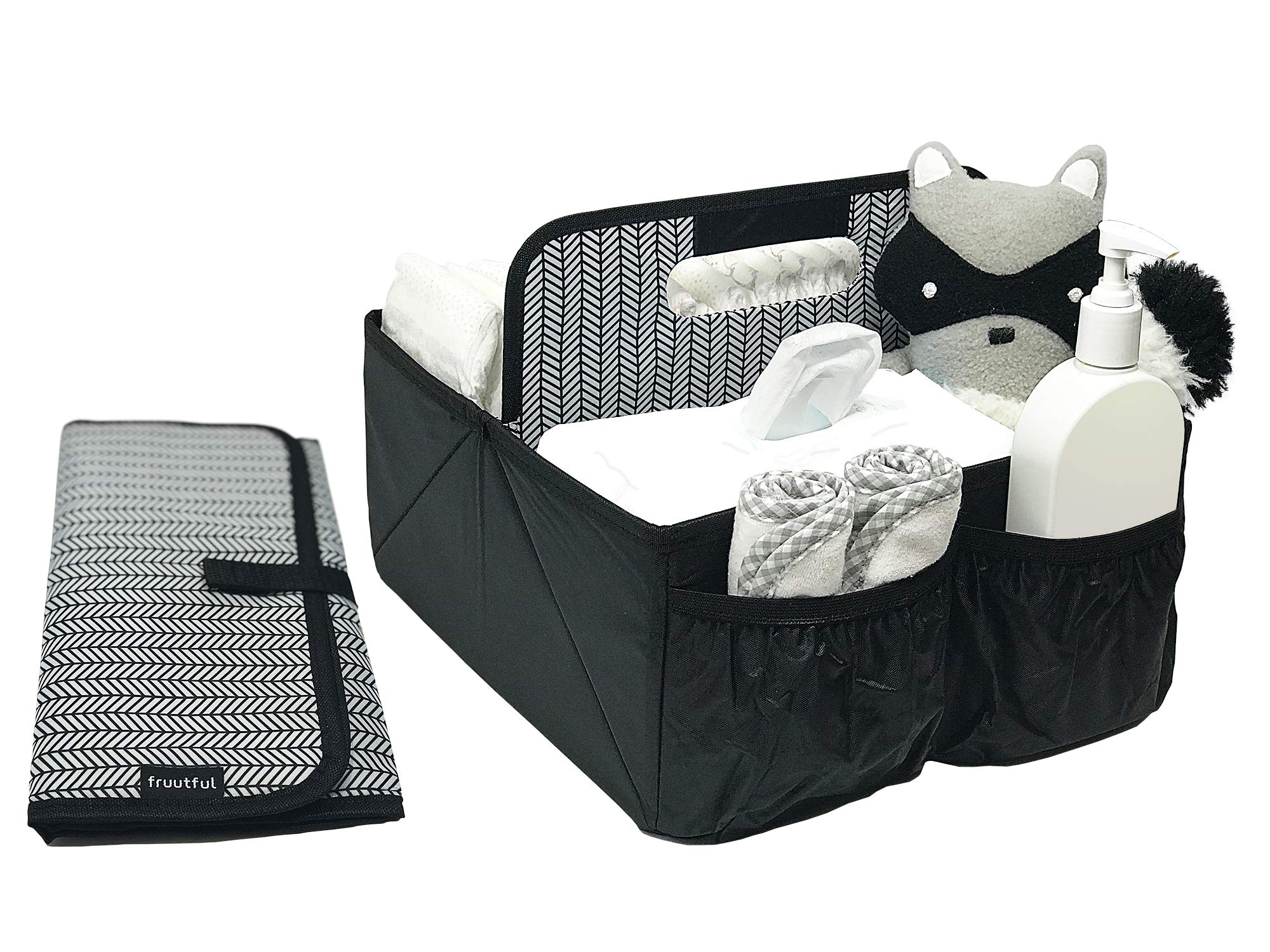 Baby Diaper Caddy and Car Organizer for Accessories: Large Portable Boy or Girl Nursery Storage Bin for Changing Table with Changing Pad: Baby Registry Shower Gift: Baby Stuff