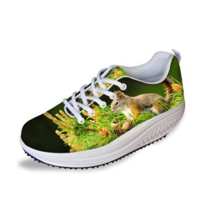 for u designs ladies comfort rocker shoes squirrel printing womens black fitness walking shoes us 9