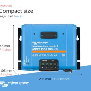 Victron Energy SmartSolar MPPT Tr 150V 100 amp 12/24/36/48-Volt Solar Charge Controller (Bluetooth)