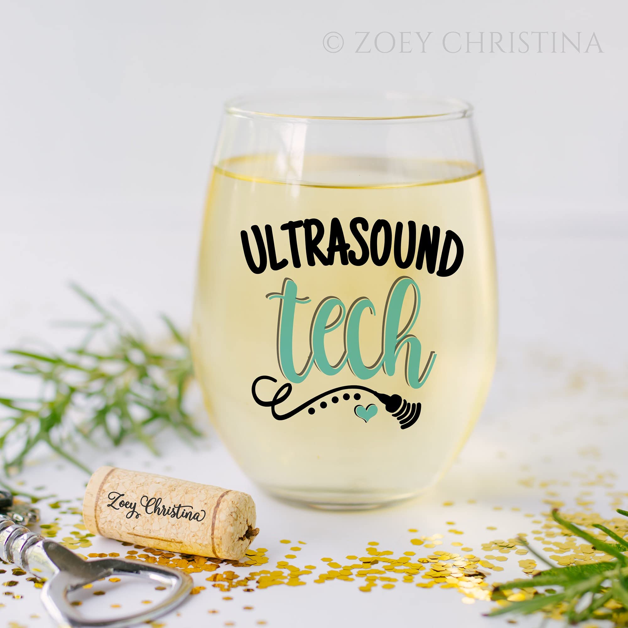 Ultrasound Technologist Gift for Women Sonography Tech Stemless Wine Glass Her 0036