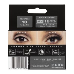 Eylure Luxe Silk Marquise Reusable Eyelashes, Adhesive Included, 1 Pair