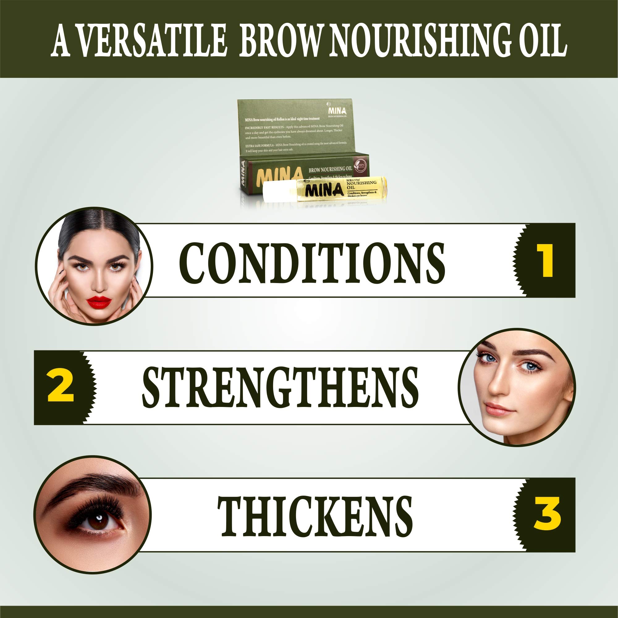 MINA iBrow Nourishing oil Stimulate Growth For Eyebrow, Eye Lashes, Hair, Skin Moisturizer(10 Ml)