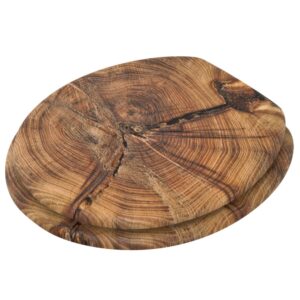 Sanilo ROUND, Silent Slow Close, Molded Wood, Adjustable Toilet Seat, Old Tree