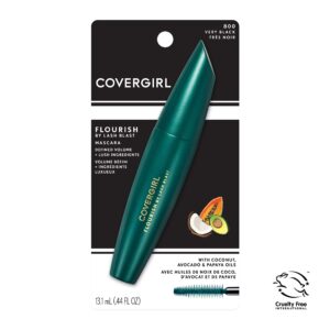 COVERGIRL Flourish Blast Mascara, Deep Conditioning, Very Black 800, 0.4 Ounces,Mascara, Volume Mascara, Volume & Length Mascara, Lengthening Mascara, No Clumping or Smudging