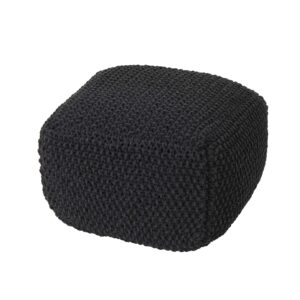 christopher knight home joyce knitted cotton square pouf, dark grey small