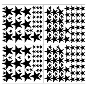 DXLING 174pcs Mixed Size Star Wall Stickers Home Decor Bedroom Removable Nursery Wall Decals Kids DIY Art Decal JW343 (Black)