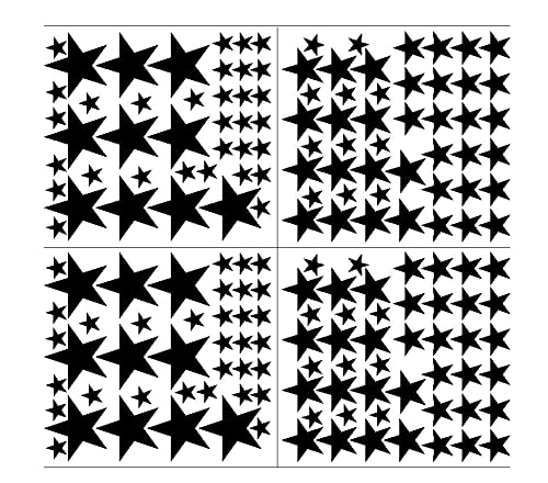 DXLING 174pcs Mixed Size Star Wall Stickers Home Decor Bedroom Removable Nursery Wall Decals Kids DIY Art Decal JW343 (Black)