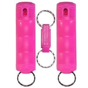 vexor pepper spray gel—police strength—flip-top grip—rose case & finger grip—quick release key ring—20+ shots—10-12 ft. range (2 pack)