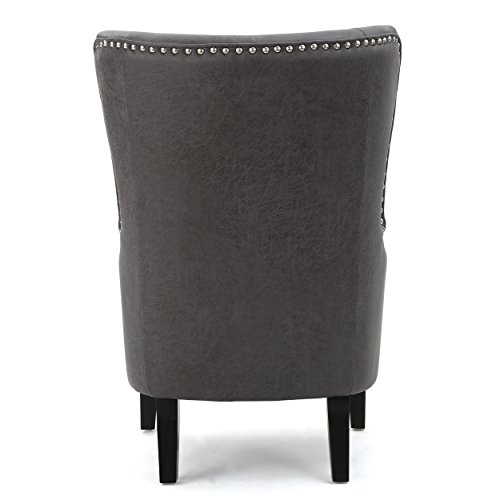 Christopher Knight Home Lorenzo Fabric Hi-Back Studded Chair, Slate