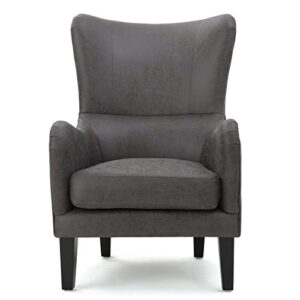 Christopher Knight Home Lorenzo Fabric Hi-Back Studded Chair, Slate