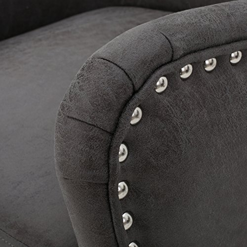 Christopher Knight Home Lorenzo Fabric Hi-Back Studded Chair, Slate