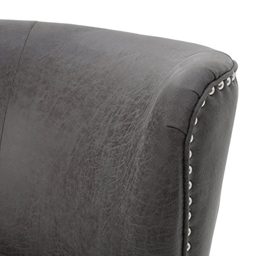 Christopher Knight Home Lorenzo Fabric Hi-Back Studded Chair, Slate