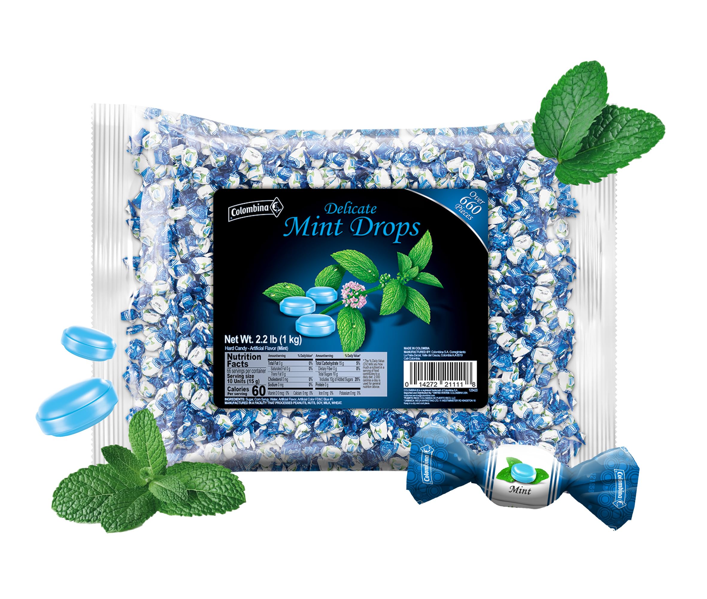 Colombina Breath Mints Delicate Drops - Over 660 Individually Wrapped Breath Savers Mini Mints in Bulk Bag for Long-Lasting Freshness and Convenience (2.2 lbs)