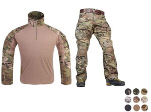 emerson airsoft military bdu tactical suit combat gen3 uniform shirt pants (woodland, large)