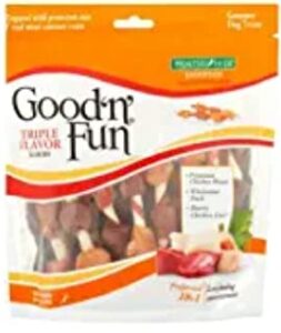 good'n'fun triple flavored rawhide kabobs chews for dogs, 12 oz