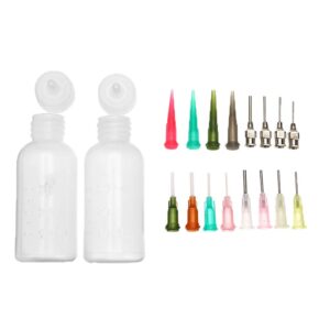 2pcs jagua henna temporary tattoo kit applicator bottles with 16 tips needles for henna tattoo cone tattoo bottle kits - qty 2 & 16 tips