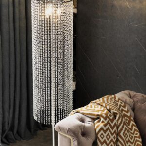 Surpars House Raindrop Crystal Floor Lamp On/Off Switch in Line,Silver