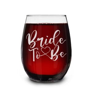 shop4ever bride to be laser engraved stemless wine glass 15 oz. engagement bridal gift