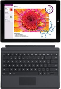microsoft surface pro 3 tablet (12-inch, 64 gb, intel core i3, windows 10) + microsoft surface type cover (renewed)