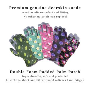 SKYDEER Womens Gardening Gloves with Super Soft Deerskin Leather Suede (SD6611/M)