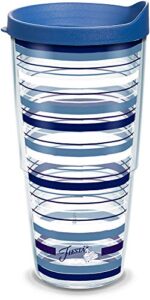 tervis made in usa double walled fiesta insulated tumbler cup keeps drinks cold & hot, 24oz, lapis stripes, lidded