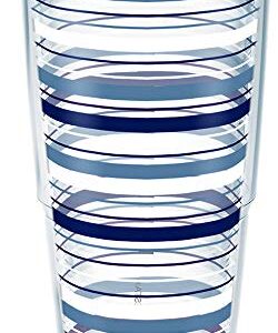 Tervis Made in USA Double Walled Fiesta Insulated Tumbler Cup Keeps Drinks Cold & Hot, 24oz, Lapis Stripes, Lidded