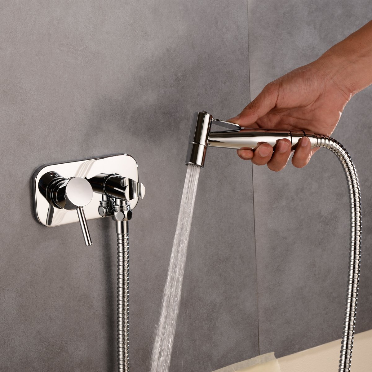 TRUSTMI Toilet Concealed Hot and Cold Bidet Spray Set, Brass Hand Held Warm Water Sprayer Shattaf,Chrome