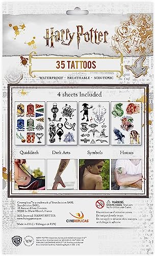 Cinereplicas Harry Potter - Temporary Tattoos (35 tattoos) - Official License