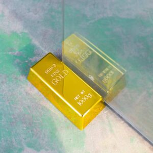 FUTUREPLUSX Gold Bar Door Stop, Fake Gold Bar Paperweight Gold Bullion Door Stopper Glittering Gold Brick Decorations