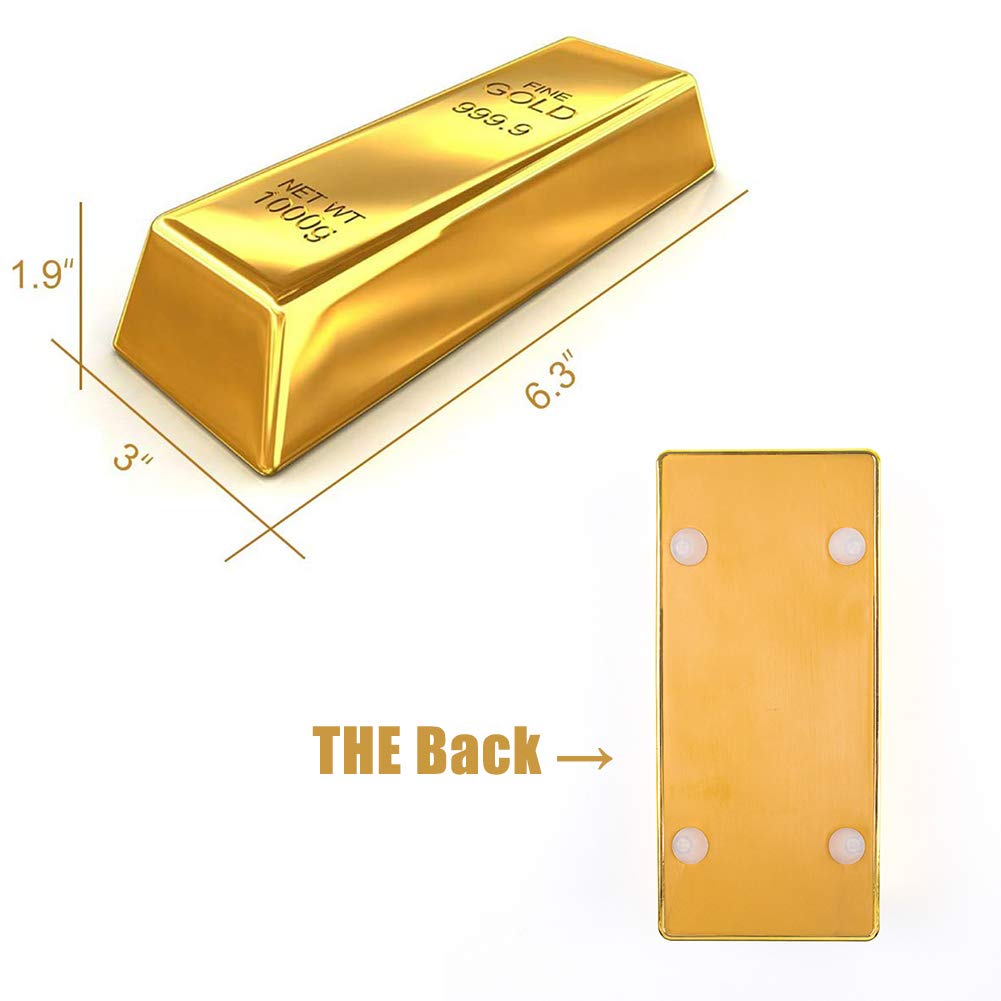 FUTUREPLUSX Gold Bar Door Stop, Fake Gold Bar Paperweight Gold Bullion Door Stopper Glittering Gold Brick Decorations