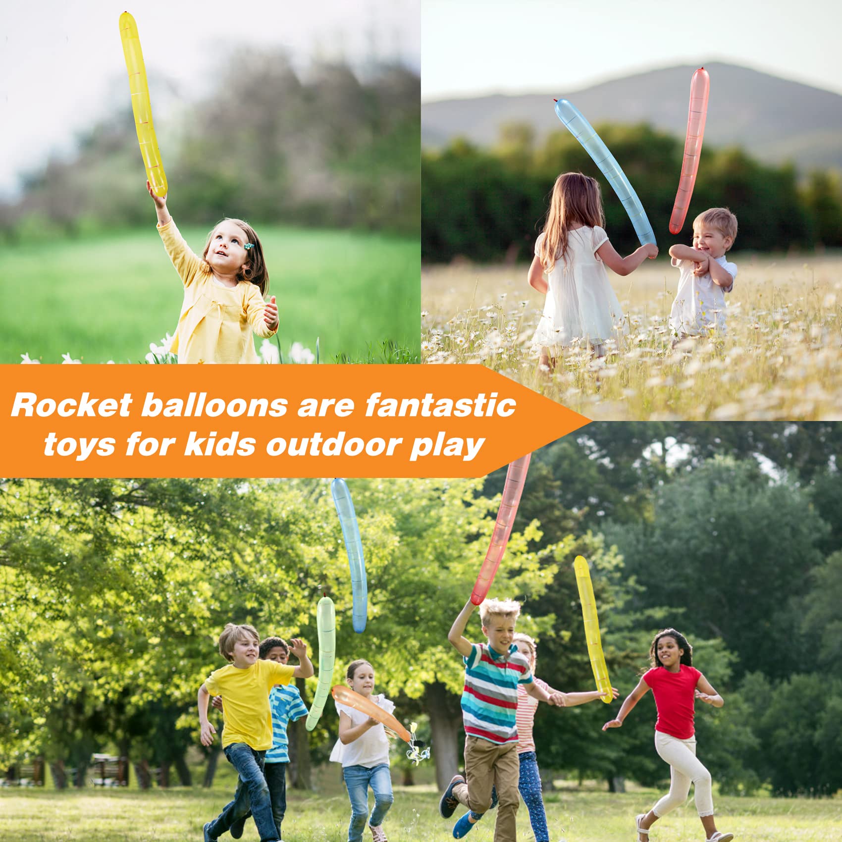 100pcs Rocket Balloons with Two Free Air Pump Colorful Giant Rocket Balloons for Parties